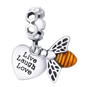 (imagen para) Dije colgante con abejas y corazones de estilo Pandora - BSC495