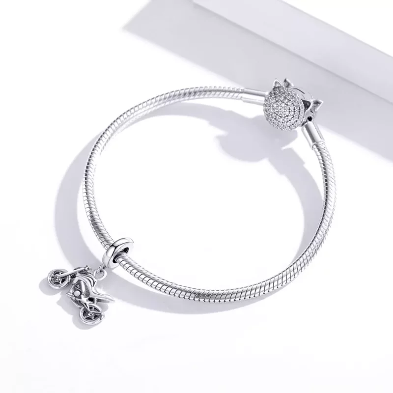 (imagen para) Dije de moto plateada estilo Pandora - SCC1712 - Ver 3