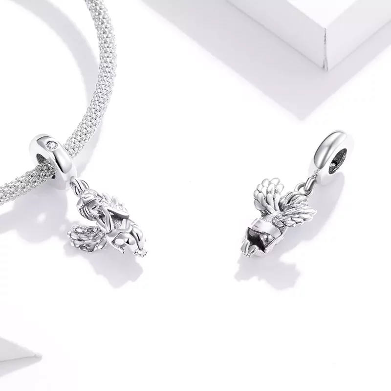 (imagen para) Dije de plata estilo Pandora con colgante de angelito - SCC1686 - Ver 4