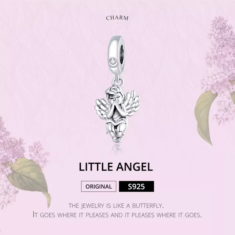 (imagen para) Dije de plata estilo Pandora con colgante de angelito - SCC1686 - Ver 6