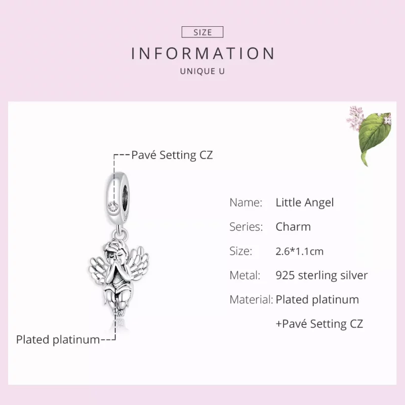 (imagen para) Dije de plata estilo Pandora con colgante de angelito - SCC1686 - Ver 7