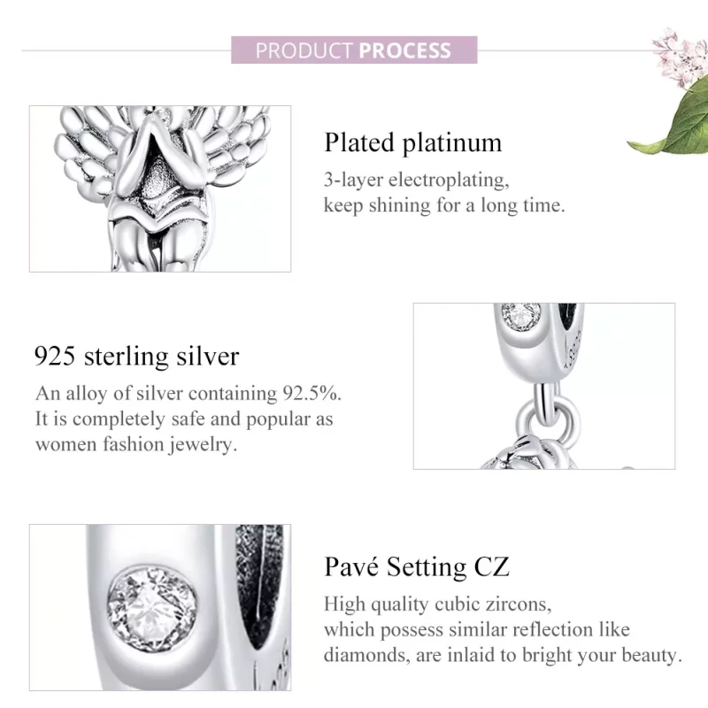 (imagen para) Dije de plata estilo Pandora con colgante de angelito - SCC1686 - Ver 8