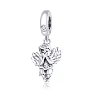(imagen para) Dije de plata estilo Pandora con colgante de angelito - SCC1686