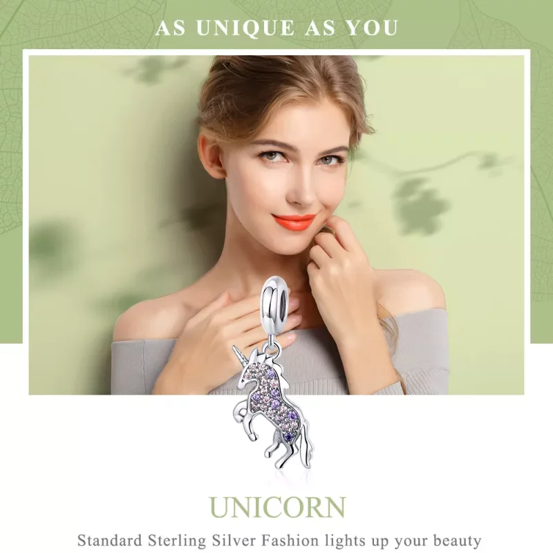 (imagen para) Dije de unicornio plateado estilo Pandora - SCC996 - Ver 6