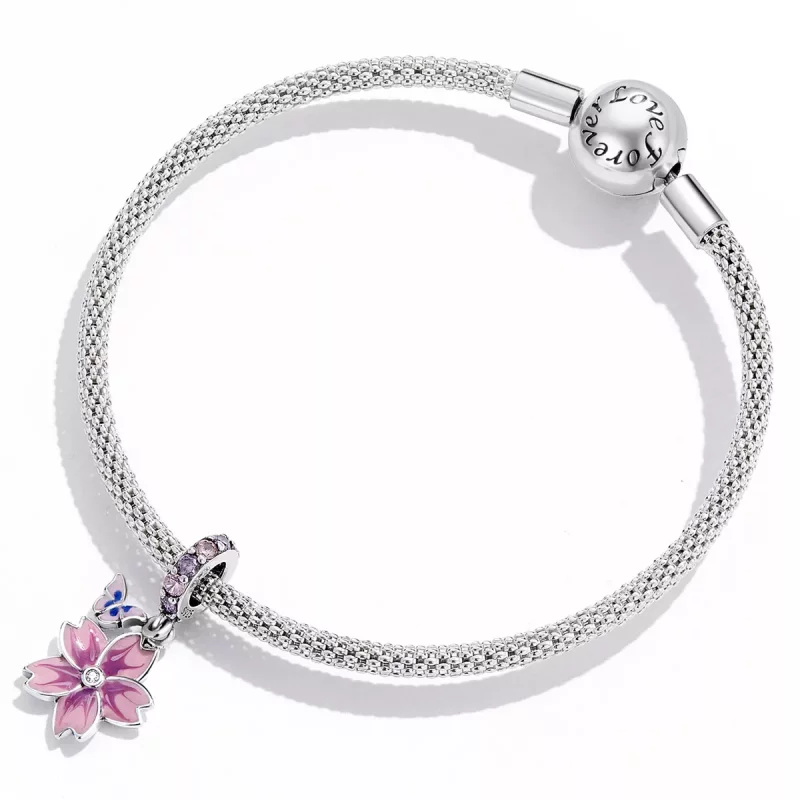 (imagen para) Encanto estilo Pandora de mariposas y flores colgante - SCC2185 - Ver 4