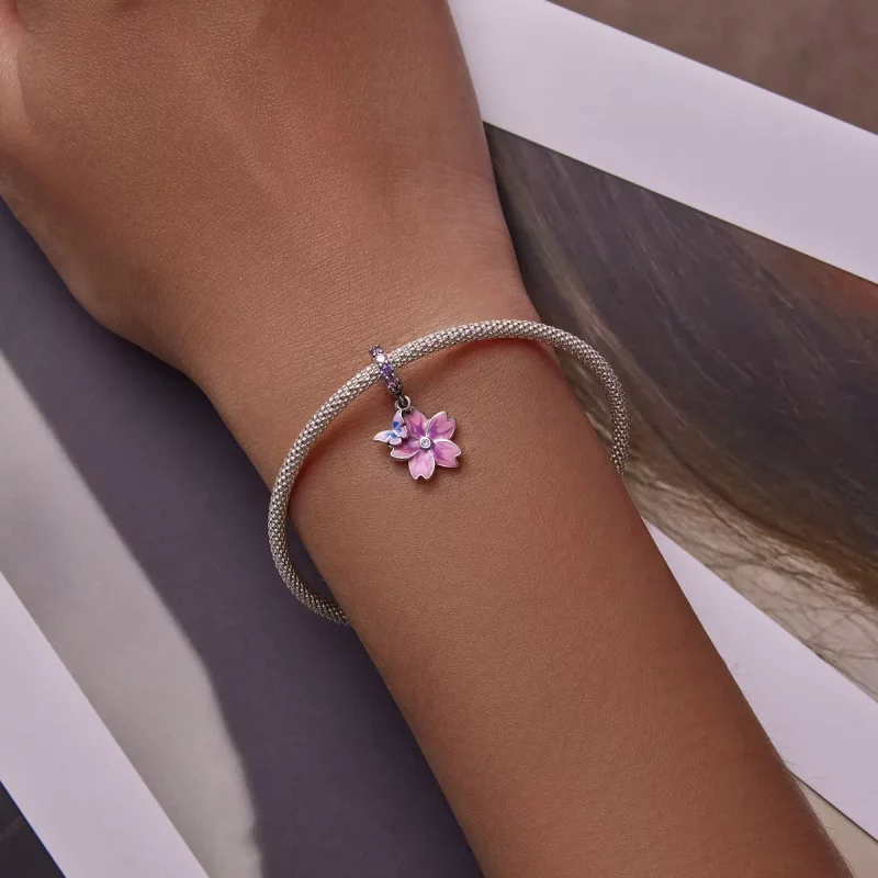 (imagen para) Encanto estilo Pandora de mariposas y flores colgante - SCC2185 - Ver 5