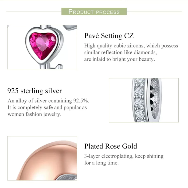 (imagen para) Estilo de Pandora, Dos Tonos, Llavero Bicolor en Colgante de Corazón Abierto - S - Ver 7