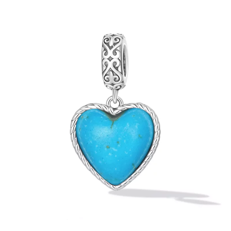 (imagen para) Estilo Pandora Amor Turquesa Dangle - SCC2227 - Ver 2