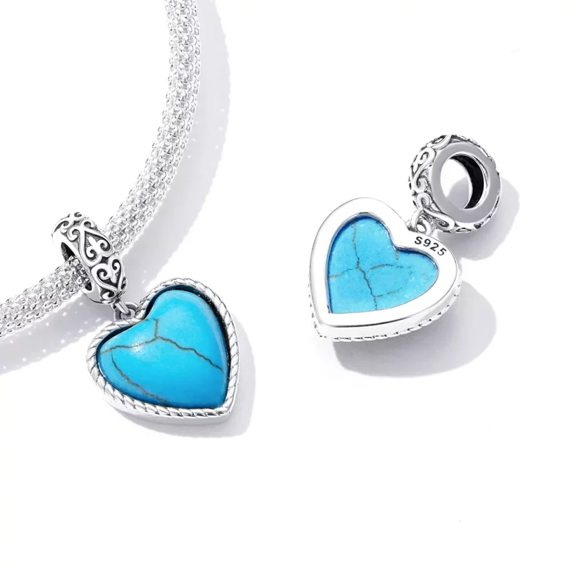 (imagen para) Estilo Pandora Amor Turquesa Dangle - SCC2227 - Ver 4