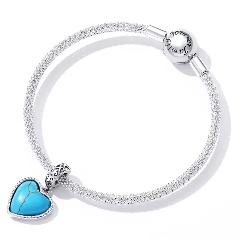 (imagen para) Estilo Pandora Amor Turquesa Dangle - SCC2227 - Ver 5