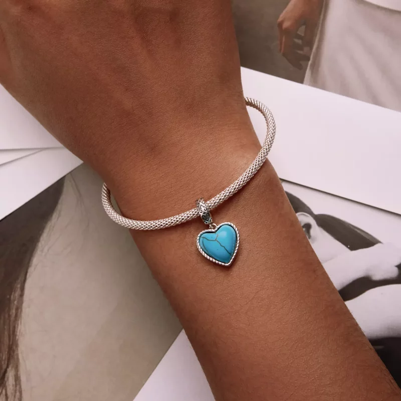 (imagen para) Estilo Pandora Amor Turquesa Dangle - SCC2227 - Ver 6