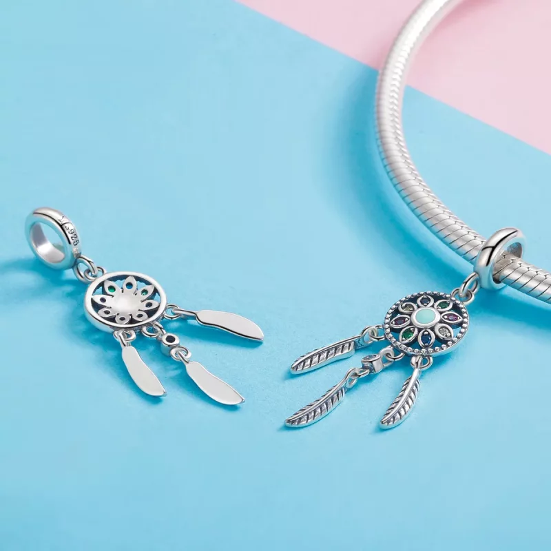 (imagen para) Estilo Pandora, colgante de atrapasueños de plata - SCC961 - Ver 4
