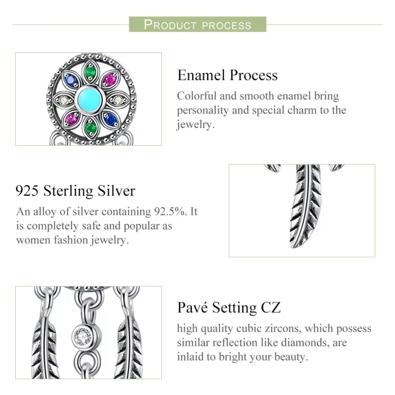 (imagen para) Estilo Pandora, colgante de atrapasueños de plata - SCC961 - Ver 7