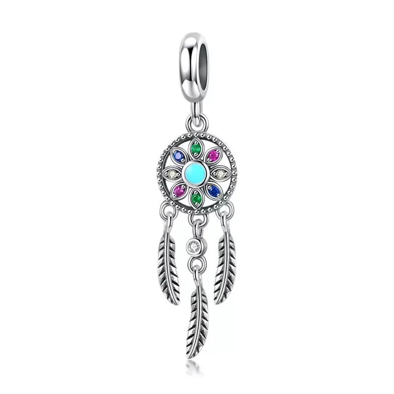 (imagen para) Estilo Pandora, colgante de atrapasueños de plata - SCC961