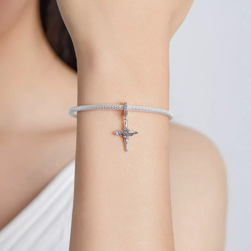 (imagen para) Estilo Pandora Colgante de Cruz Rosa - BSC526 - Ver 5