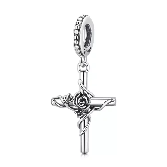 (imagen para) Estilo Pandora Colgante de Cruz Rosa - BSC526
