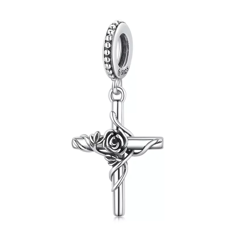 (imagen para) Estilo Pandora Colgante de Cruz Rosa - BSC526