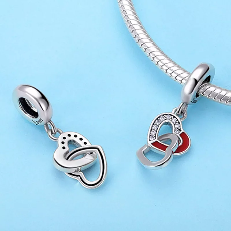 (imagen para) Estilo Pandora, colgante de plata en forma de corazón a corazón - SCC735 - Ver 2