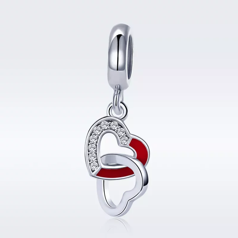 (imagen para) Estilo Pandora, colgante de plata en forma de corazón a corazón - SCC735 - Ver 3