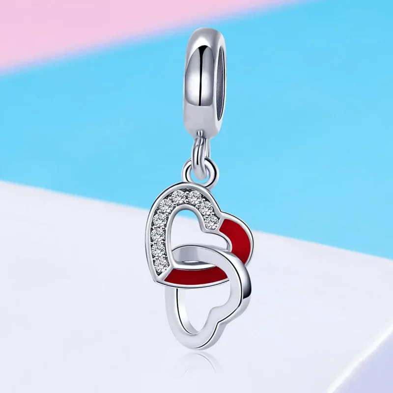 (imagen para) Estilo Pandora, colgante de plata en forma de corazón a corazón - SCC735 - Ver 4