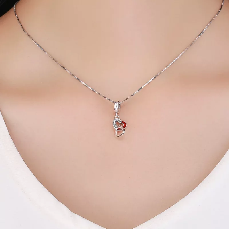 (imagen para) Estilo Pandora, colgante de plata en forma de corazón a corazón - SCC735 - Ver 5