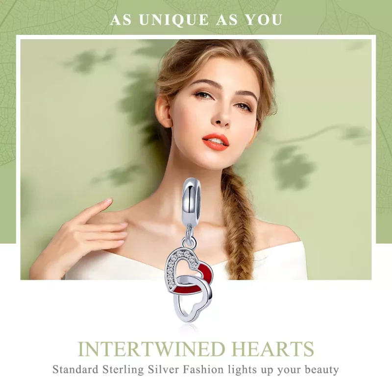 (imagen para) Estilo Pandora, colgante de plata en forma de corazón a corazón - SCC735 - Ver 6
