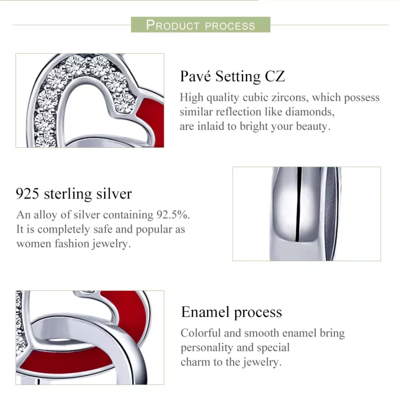 (imagen para) Estilo Pandora, colgante de plata en forma de corazón a corazón - SCC735 - Ver 7
