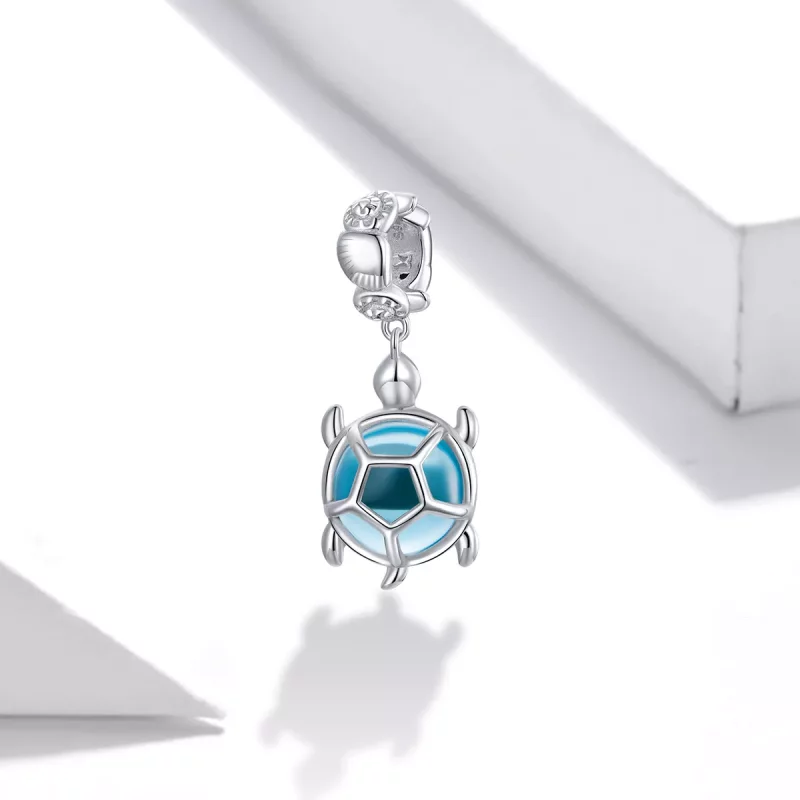 (imagen para) Estilo Pandora Colgante de Tortuga de Vidrio Murano Azul Plateado - SCC1804 - Ver 2