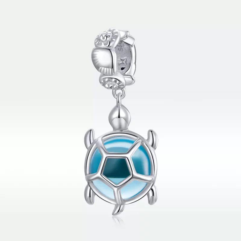 (imagen para) Estilo Pandora Colgante de Tortuga de Vidrio Murano Azul Plateado - SCC1804 - Ver 5
