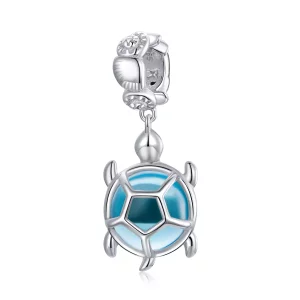 (imagen para) Estilo Pandora Colgante de Tortuga de Vidrio Murano Azul Plateado - SCC1804