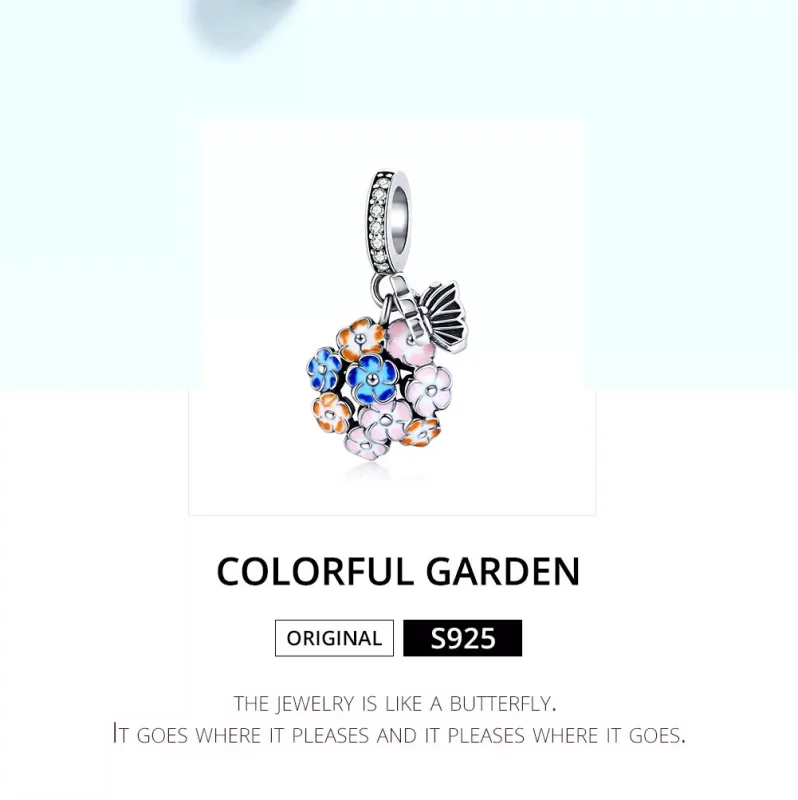 (imagen para) Estilo Pandora Colgante Jardín Colorido Plateado - SCC1702 - Ver 6