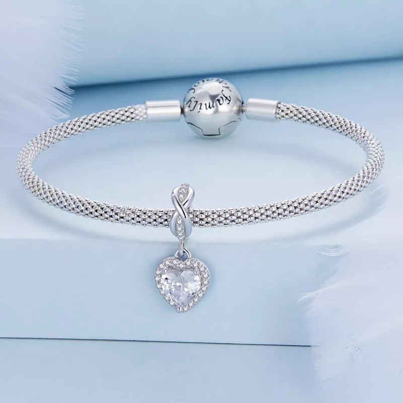 (imagen para) Estilo Pandora Corazón Brillante Colgante - BSC663 - Ver 3