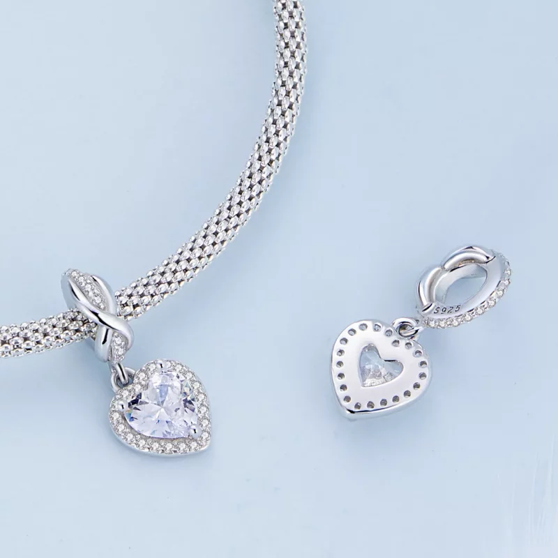 (imagen para) Estilo Pandora Corazón Brillante Colgante - BSC663 - Ver 4