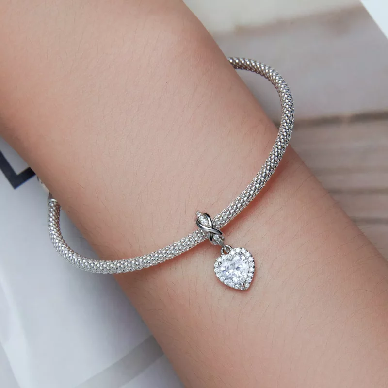 (imagen para) Estilo Pandora Corazón Brillante Colgante - BSC663 - Ver 5