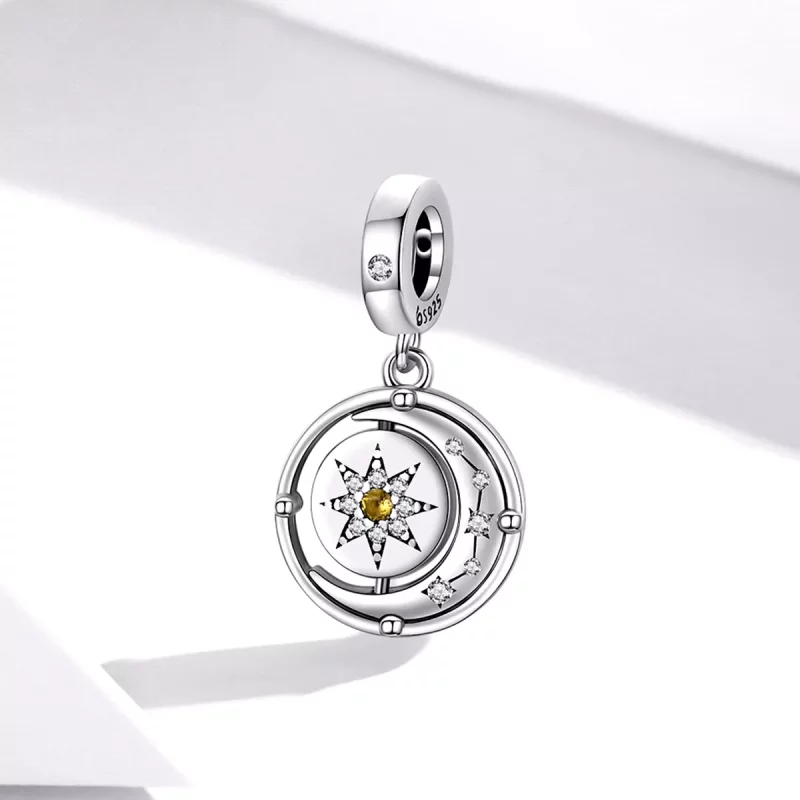 (imagen para) Estilo Pandora Estrellas y Luna Flow Dangle - BSC477 - Ver 2