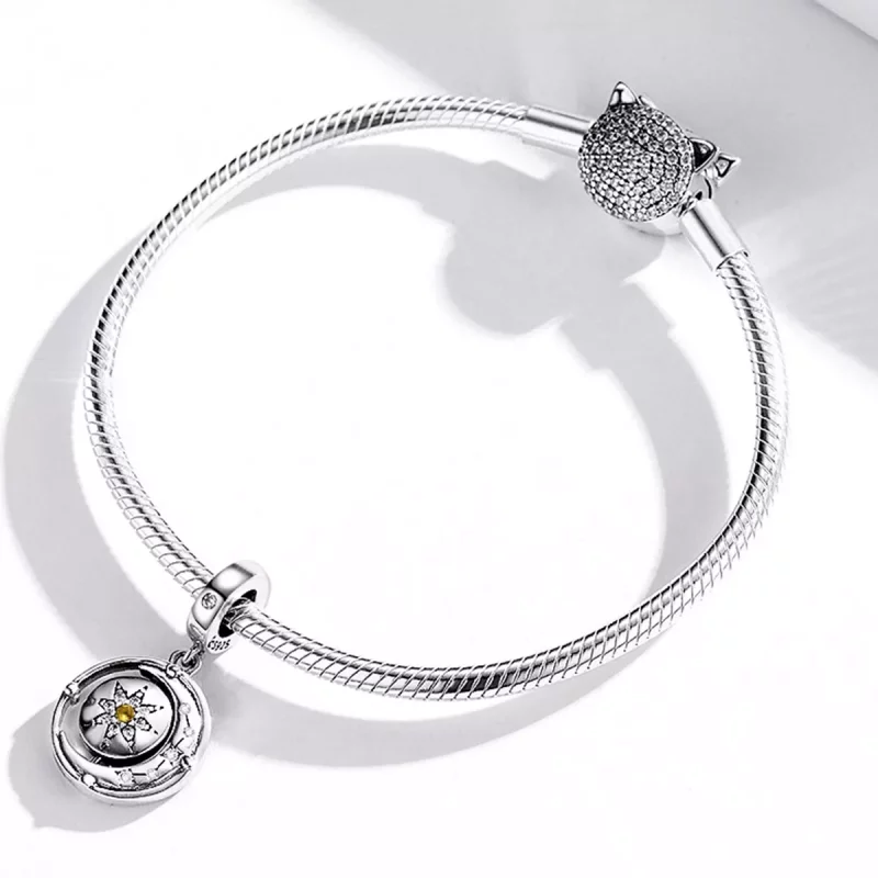 (imagen para) Estilo Pandora Estrellas y Luna Flow Dangle - BSC477 - Ver 3