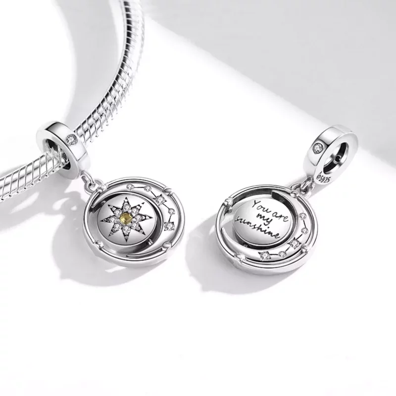 (imagen para) Estilo Pandora Estrellas y Luna Flow Dangle - BSC477 - Ver 4