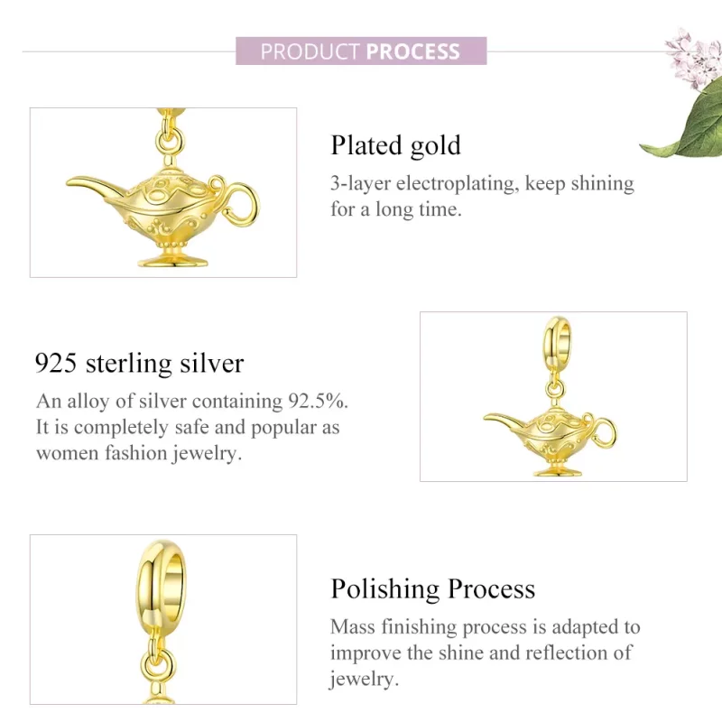 (imagen para) Estilo Pandora Lámpara Mágica con Baño de Oro de 18 quilates - SCC1819 - Ver 8