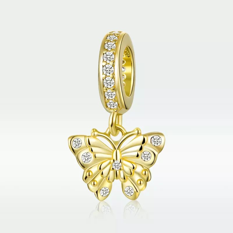 (imagen para) Estilo Pandora Mariposa Dorada con Baño de Oro de 18 quilates - BSC248 - Ver 5
