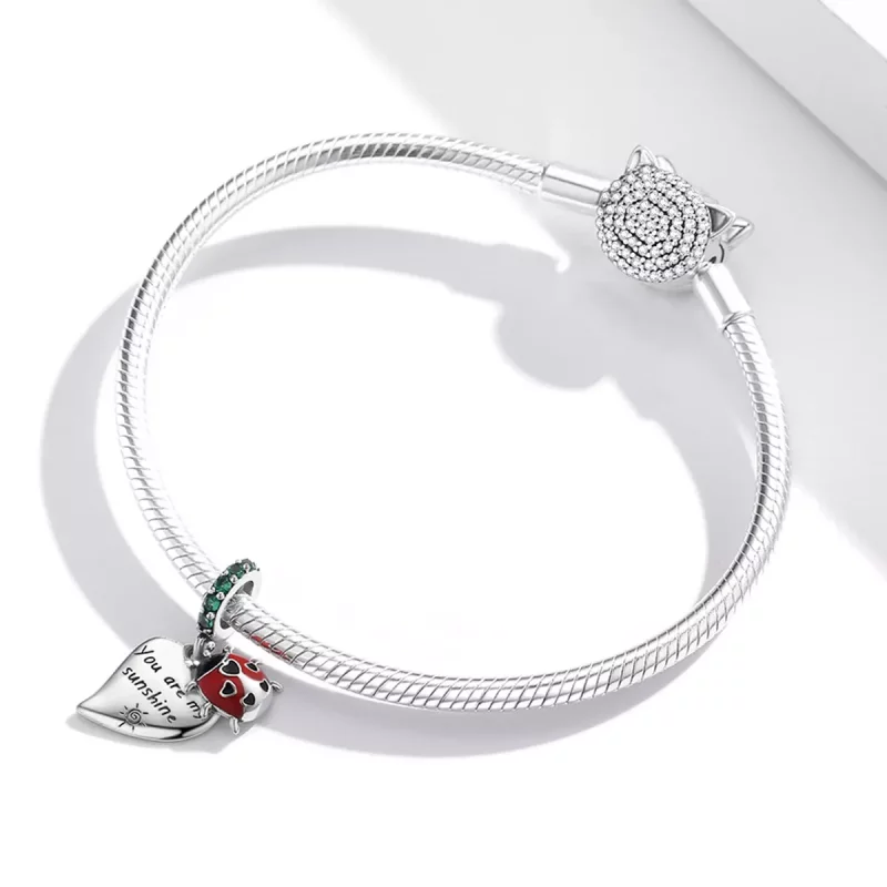 (imagen para) Estilo Pandora Mariquita con Colgante de Hojas - BSC492 - Ver 3