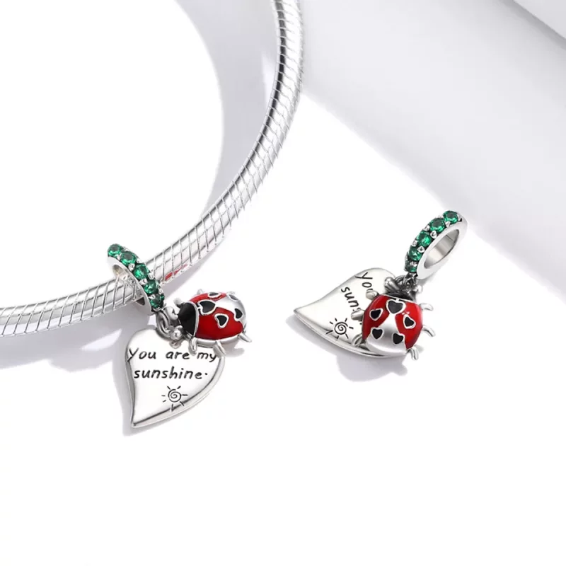 (imagen para) Estilo Pandora Mariquita con Colgante de Hojas - BSC492 - Ver 4