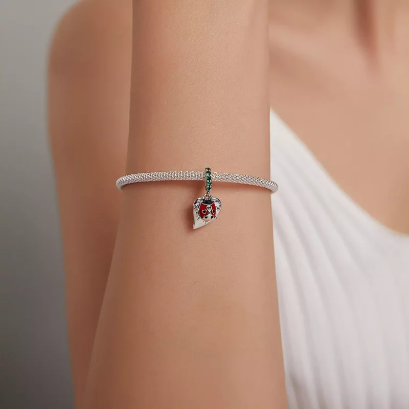 (imagen para) Estilo Pandora Mariquita con Colgante de Hojas - BSC492 - Ver 5