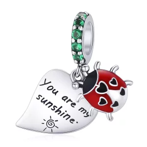 (imagen para) Estilo Pandora Mariquita con Colgante de Hojas - BSC492