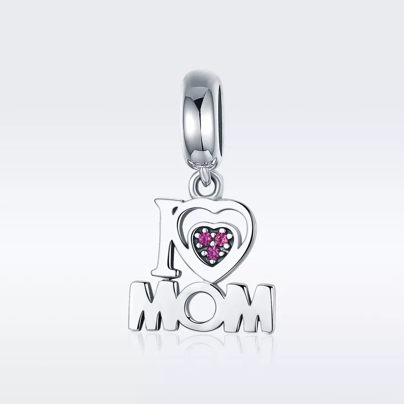 (imagen para) Estilo Pandora Plata Amo a Mamá Dangle - SCC420 - Ver 2
