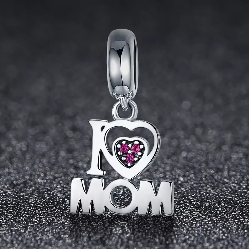 (imagen para) Estilo Pandora Plata Amo a Mamá Dangle - SCC420 - Ver 3