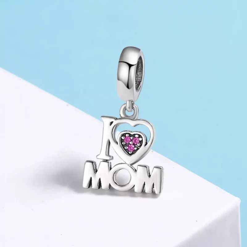 (imagen para) Estilo Pandora Plata Amo a Mamá Dangle - SCC420 - Ver 4