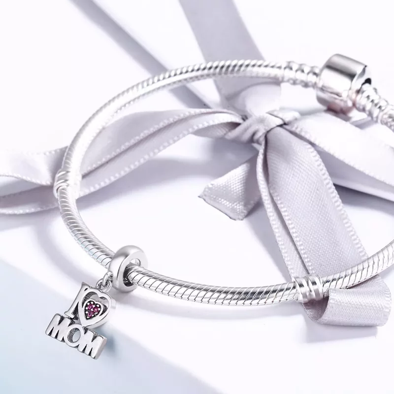 (imagen para) Estilo Pandora Plata Amo a Mamá Dangle - SCC420 - Ver 5