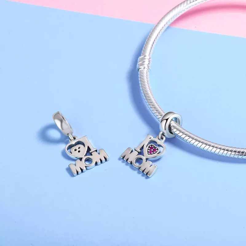 (imagen para) Estilo Pandora Plata Amo a Mamá Dangle - SCC420 - Ver 6