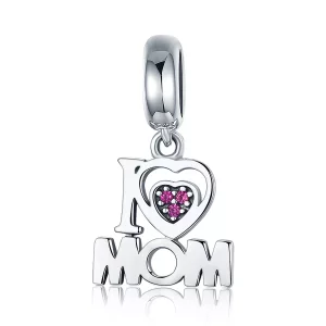 (imagen para) Estilo Pandora Plata Amo a Mamá Dangle - SCC420