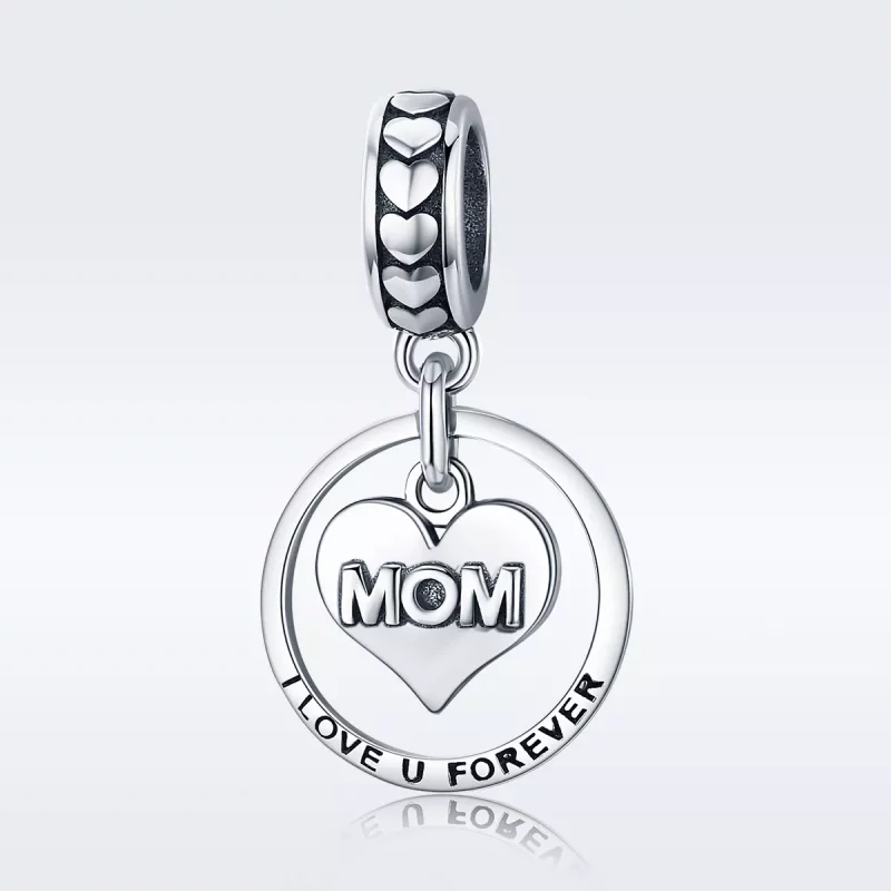 (imagen para) Estilo Pandora Plata Amor Mamá Dangle - SCC649 - Ver 2